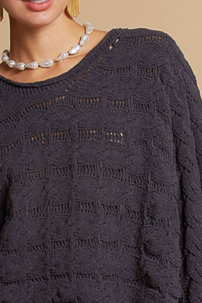 POL Round Neck Cable Knit Cropped Sweater Southern Soul Collectives