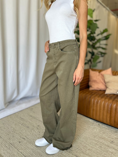RFM Full Size High Rise Garment Dye Wide Leg  Jeans Southern Soul Collectives