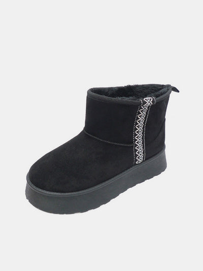 Round Toe Platform Boots with Side Detailing in Black Southern Soul Collectives