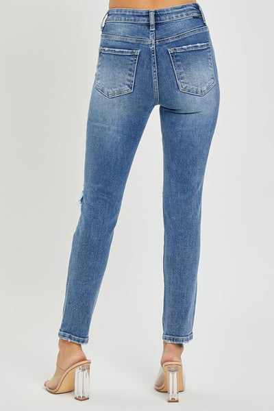 Risen High Rise Knee Distressed Skinny Jeans Southern Soul Collectives