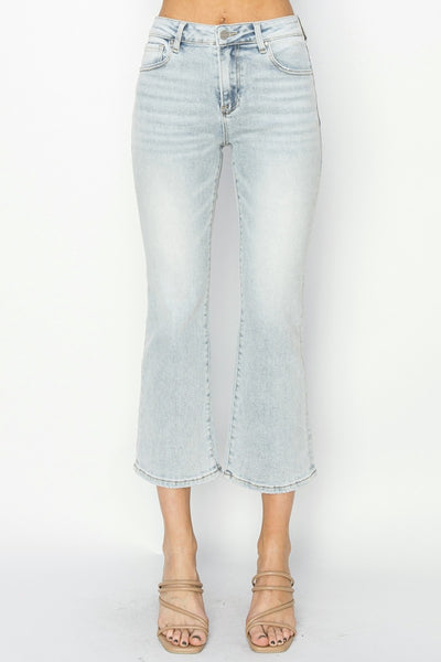 RISEN Mid Rise Cropped Flare Jeans Southern Soul Collectives