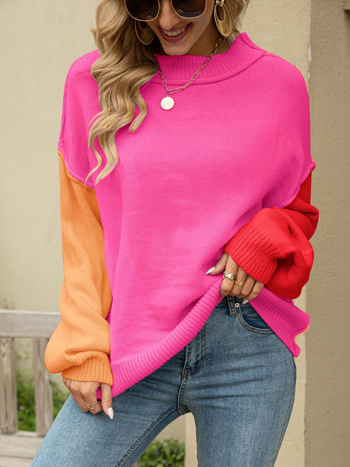 Angel Wings Color Block Dropped Shoulder Sweater Southern Soul Collectives