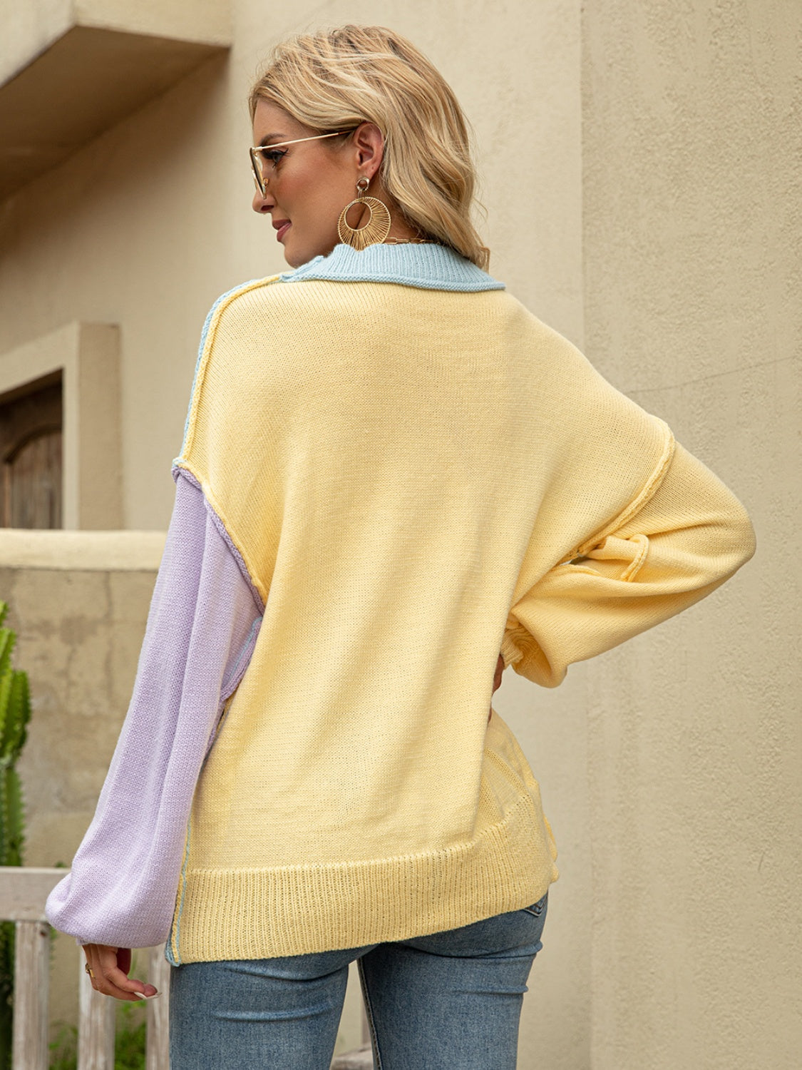 Angel Wings Color Block Dropped Shoulder Sweater Southern Soul Collectives