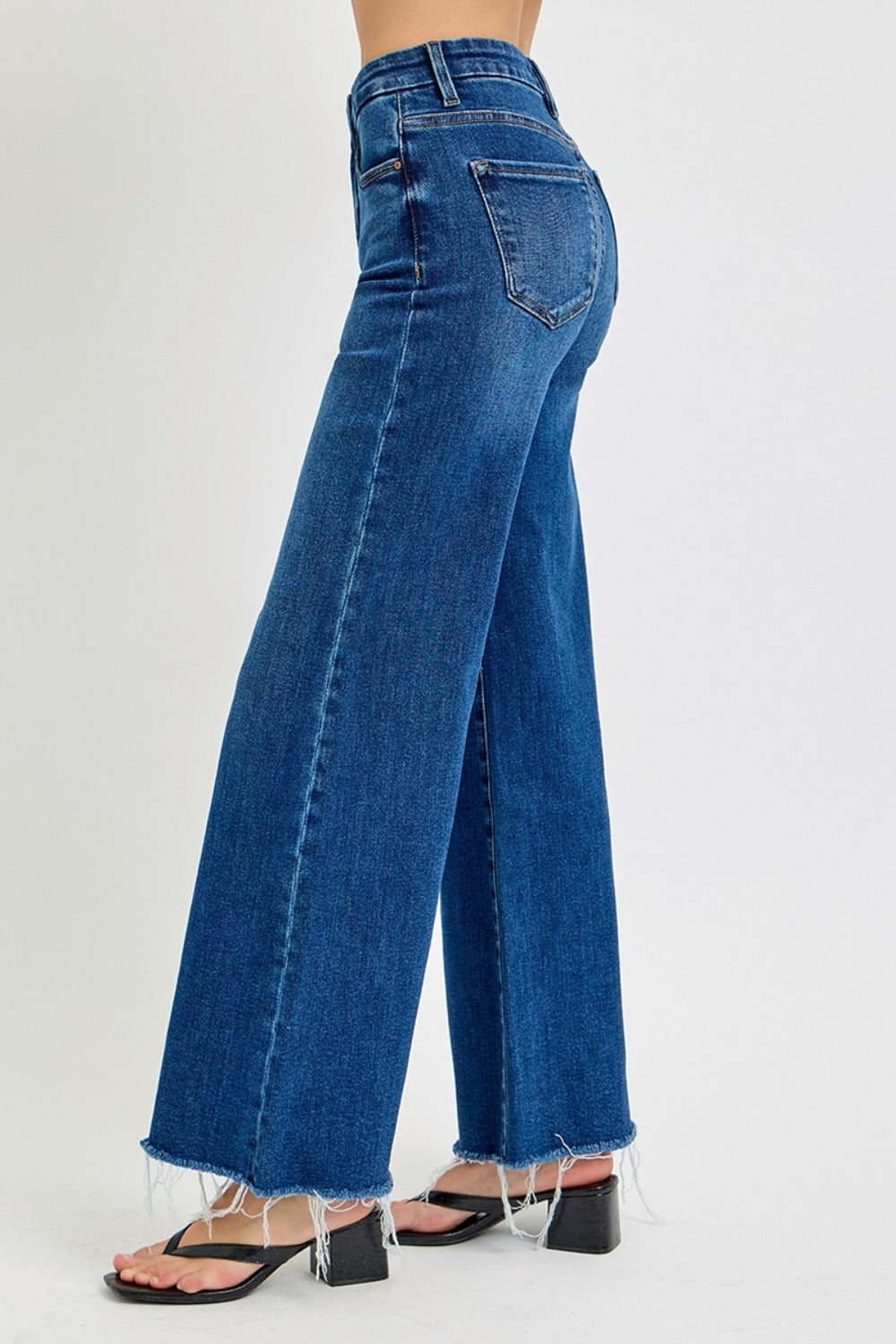 RISEN Tummy Control High Rise Raw Hem Wide Leg Jeans Southern Soul Collectives