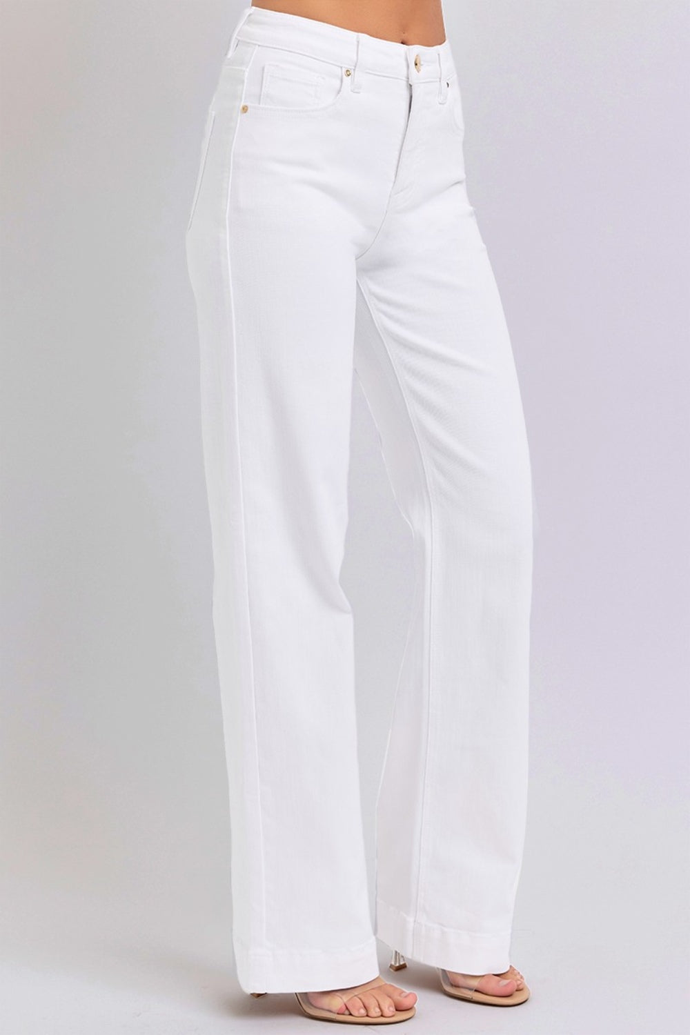 RISEN High Waist Straight Jeans in White Southern Soul Collectives