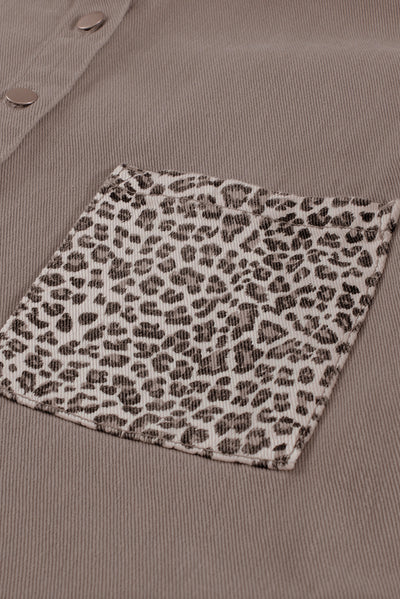 Double Take Leopard Contrast Denim Top Southern Soul Collectives