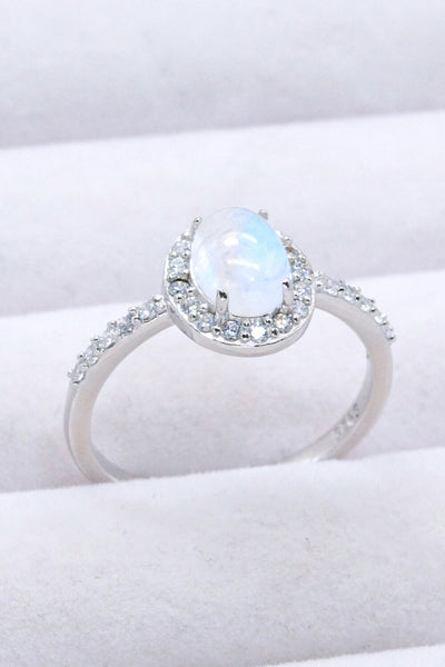 925 Sterling Silver Natural Moonstone Halo Ring Southern Soul Collectives