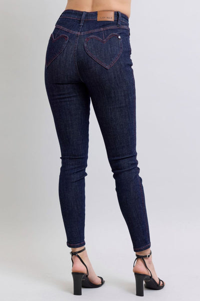 Judy Blue Full Size Heart Shaped Back Pockets Skinny Jeans Southern Soul Collectives