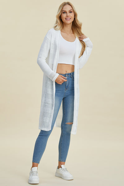 Double Take Full Size Open Front Longline Cardigan Southern Soul Collectives