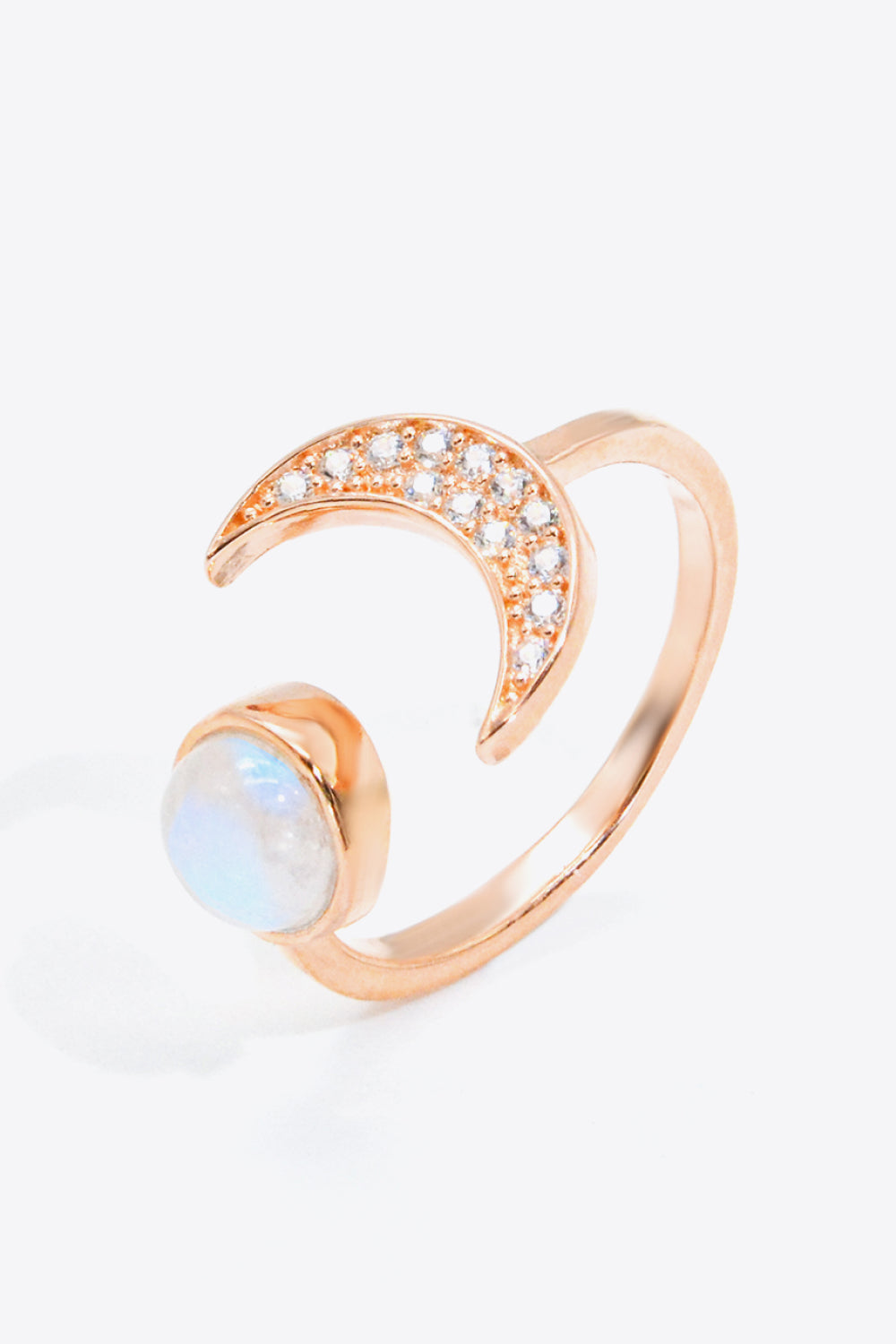 Natural Moonstone and Zircon Sun & Moon Open Ring Southern Soul Collectives