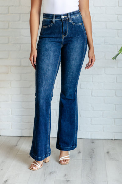 Mavis High Rise Side Seam Detail Flare Jeans Southern Soul Collectives