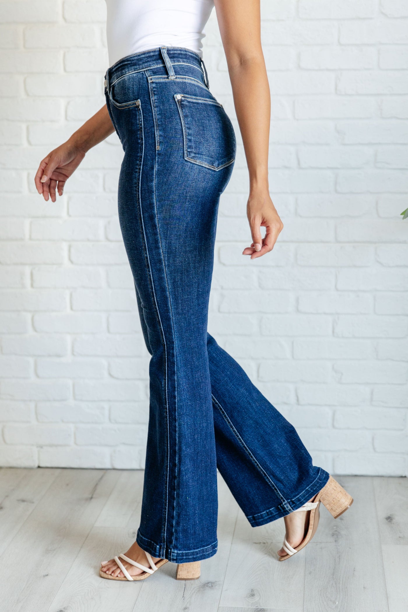 Mavis High Rise Side Seam Detail Flare Jeans Southern Soul Collectives