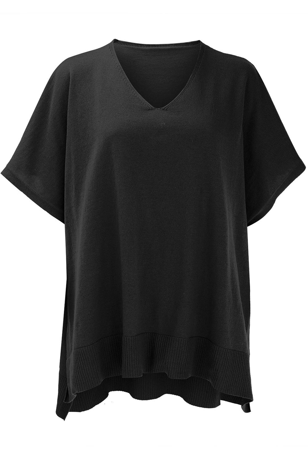 Slit V-Neck Half Sleeve Knit Top Southern Soul Collectives