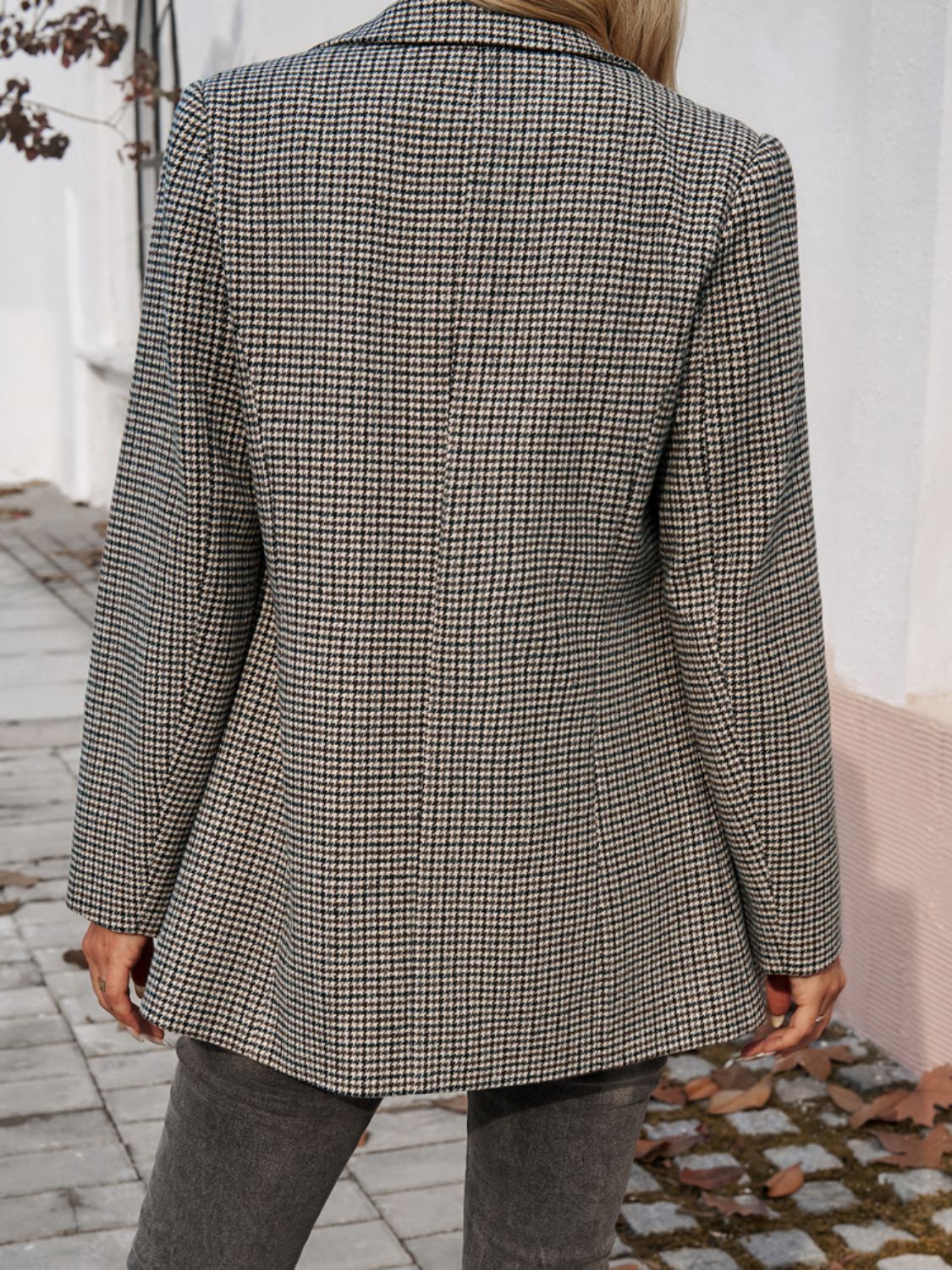 Devine Pocketed Houndstooth Long Sleeve Blazer Southern Soul Collectives