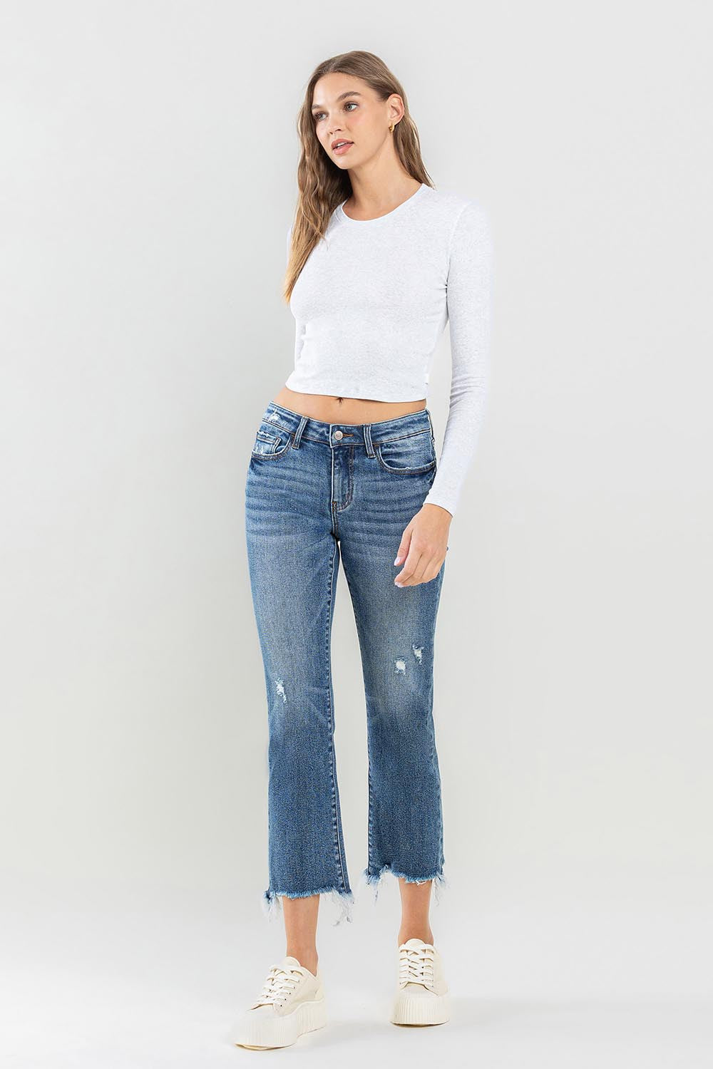 Lovervet Mid Rise Frayed Hem Jeans Southern Soul Collectives