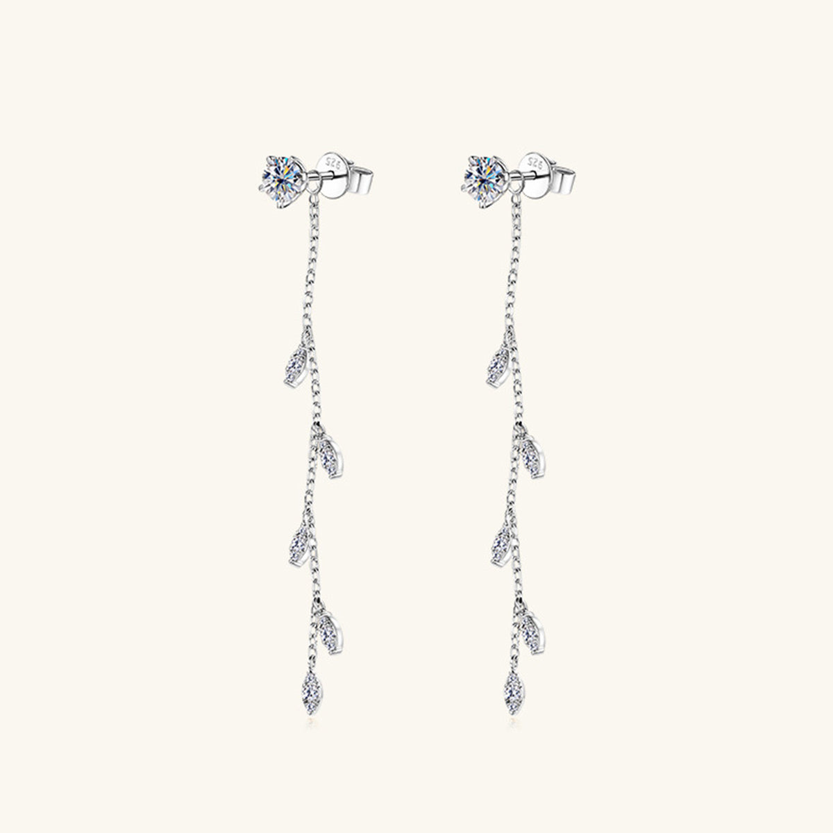 1.38 Carat Moissanite 925 Sterling Silver Leaf Earrings Southern Soul Collectives