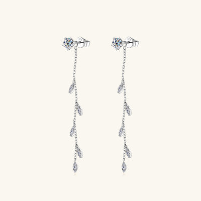 1.38 Carat Moissanite 925 Sterling Silver Leaf Earrings Southern Soul Collectives