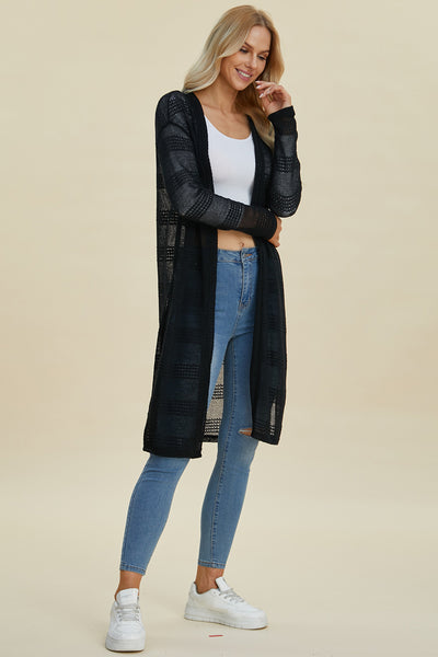 Double Take Full Size Open Front Longline Cardigan Southern Soul Collectives