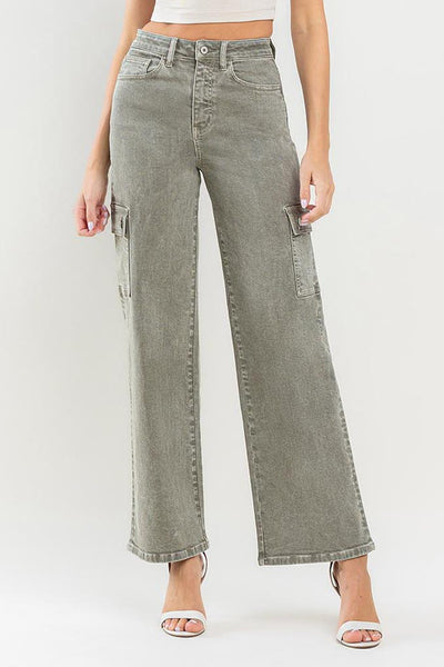 Vervet by Flying Monkey 90's Super High Rise Cargo Jeans in Moss Southern Soul Collectives
