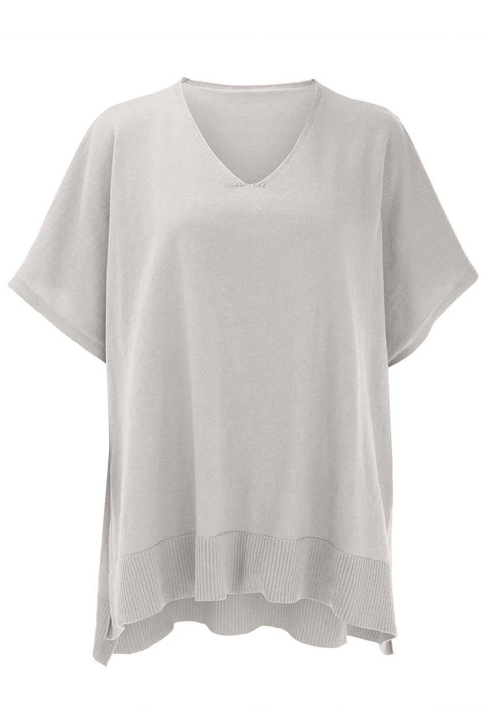 Slit V-Neck Half Sleeve Knit Top Southern Soul Collectives