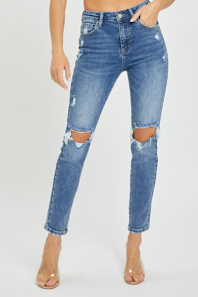 Risen High Rise Knee Distressed Skinny Jeans Southern Soul Collectives