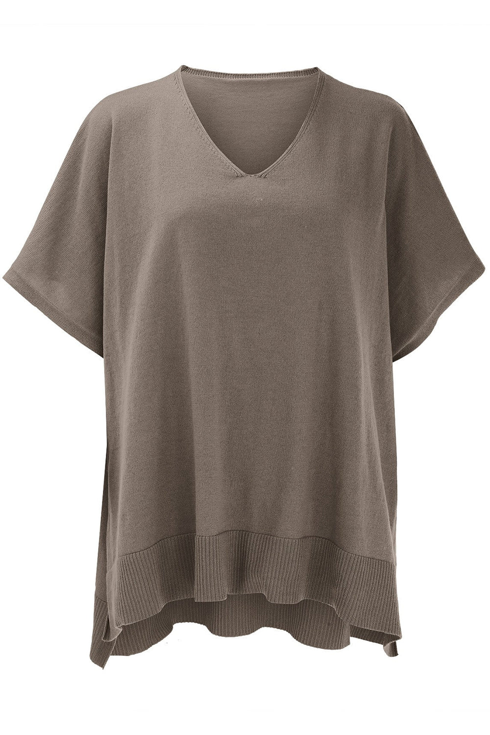 Slit V-Neck Half Sleeve Knit Top Southern Soul Collectives