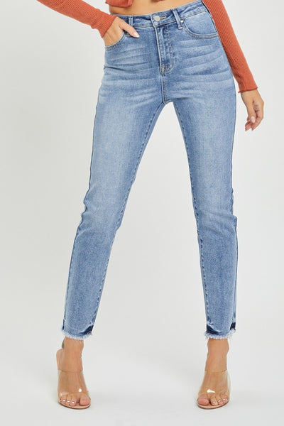 RISEN Full Size High Rise Frayed Hem Skinny Jeans Southern Soul Collectives