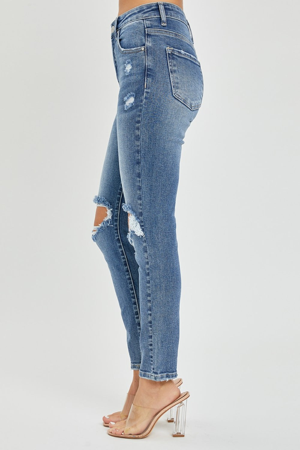 Risen High Rise Knee Distressed Skinny Jeans Southern Soul Collectives