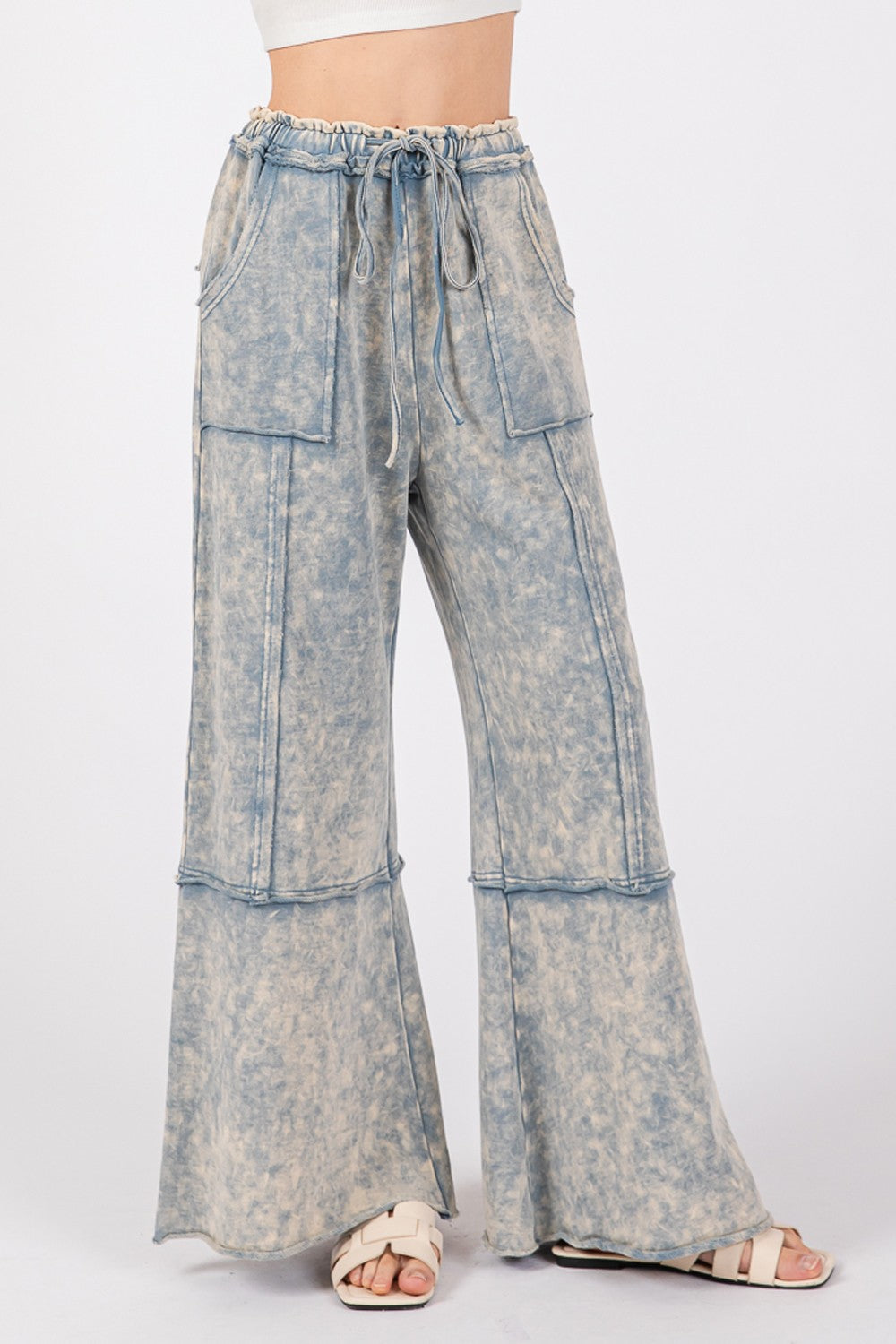 SAGE + FIG Mineral Washed Terry Wide Leg Pants Southern Soul Collectives