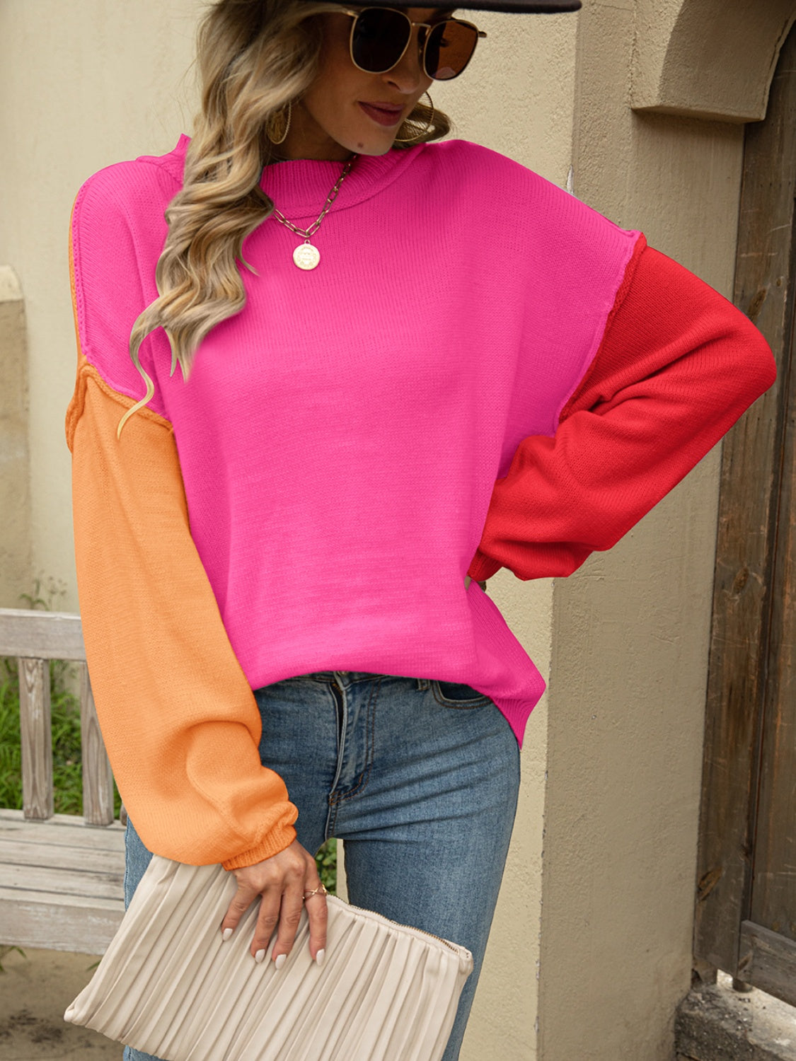 Angel Wings Color Block Dropped Shoulder Sweater Southern Soul Collectives