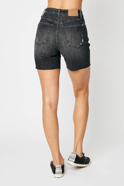 Judy Blue High Waist Tummy Control Denim Shorts in Black Southern Soul Collectives