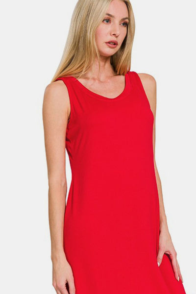 Zenana Scoop Neck Wide Strap Tank Maxi Dress in Red Southern Soul Collectives