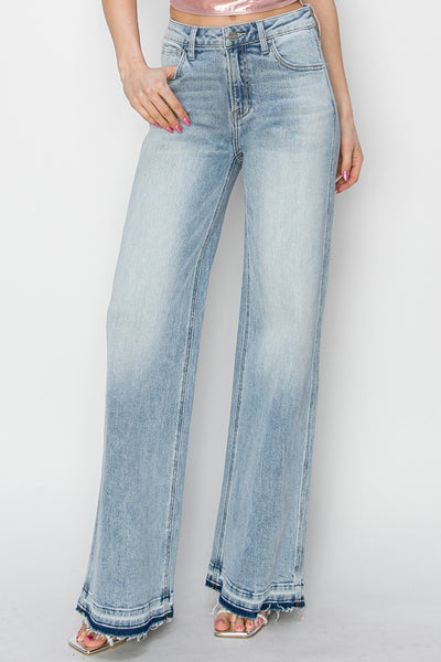 Risen Full Size High Rise Wide Leg Jeans Southern Soul Collectives