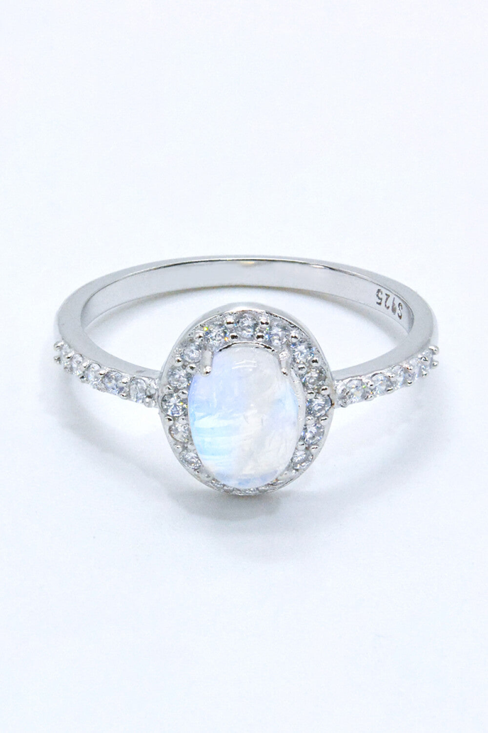 925 Sterling Silver Natural Moonstone Halo Ring Southern Soul Collectives