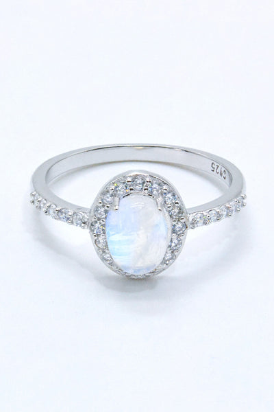 925 Sterling Silver Natural Moonstone Halo Ring Southern Soul Collectives