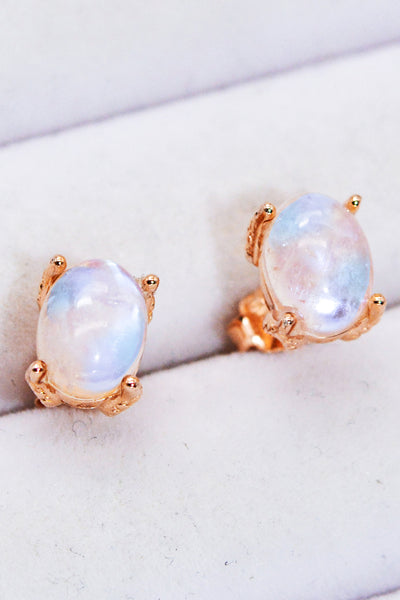 Natural Moonstone 4-Prong Stud Earrings Southern Soul Collectives