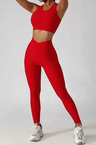 Anything But Basic Crossover Waist Active Leggings with Pockets in Multiple Colors Southern Soul Collectives