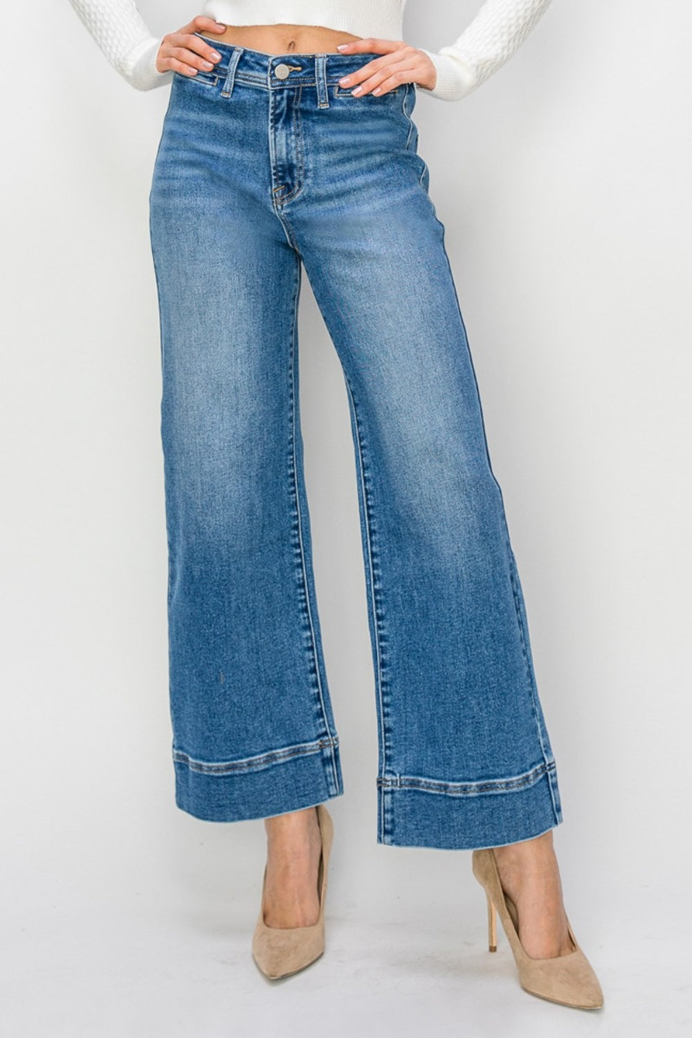 Risen Full Size High Rise Wide Leg Jeans Southern Soul Collectives