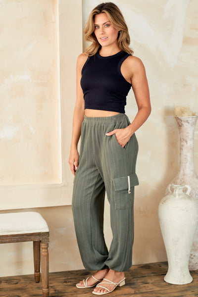 Hailey & Co Textured Rib Cargo Pants Southern Soul Collectives