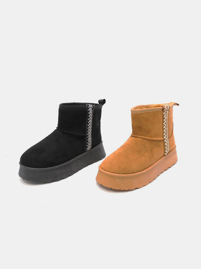 Round Toe Platform Boots with Side Detailing in Black Southern Soul Collectives