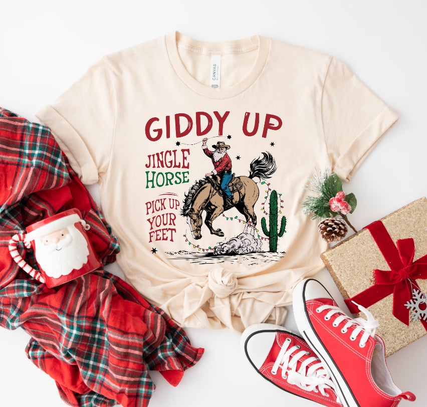 Giddy Up Jingle Horse Graphic T-shirt