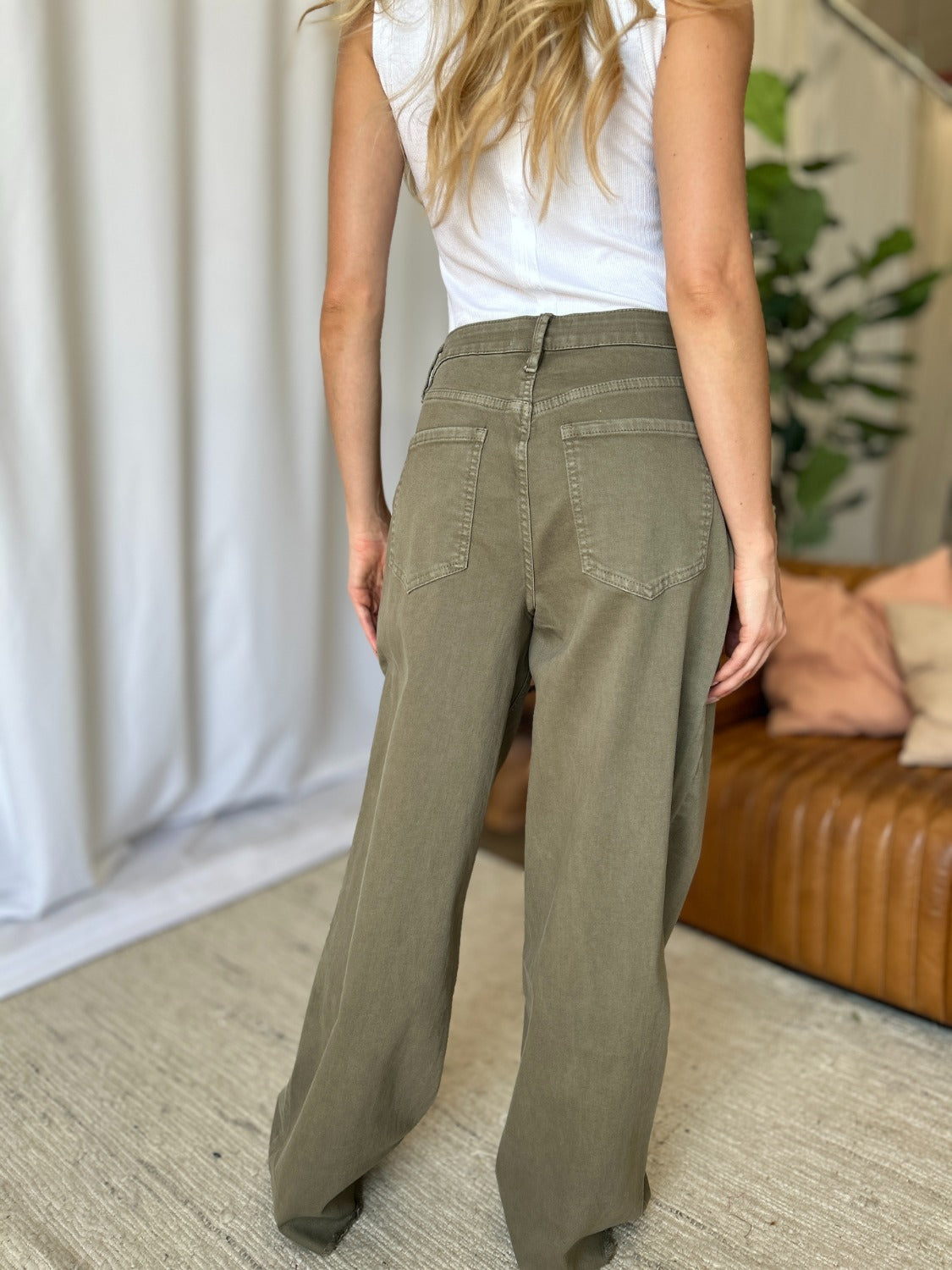 RFM Full Size High Rise Garment Dye Wide Leg  Jeans Southern Soul Collectives