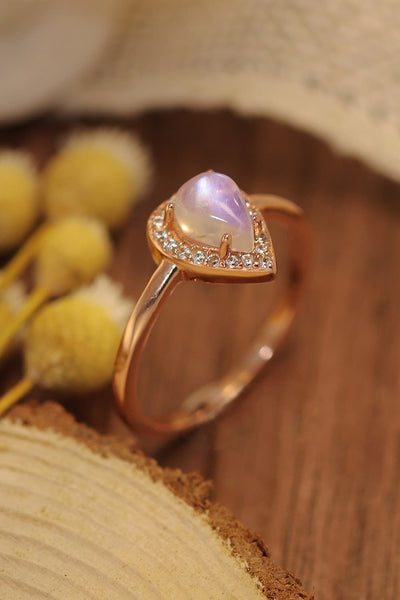 Moonstone Teardrop 925 Sterling Silver Halo Ring Southern Soul Collectives