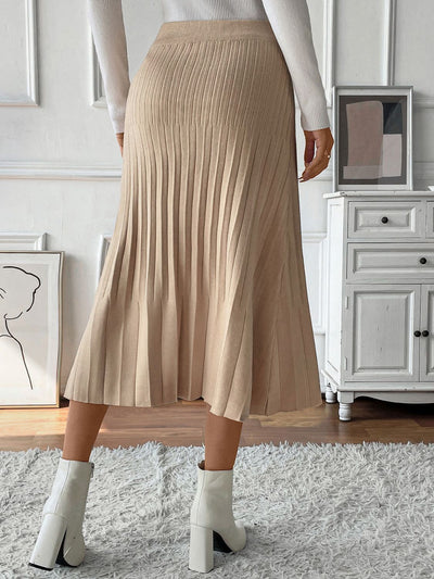 Perfee Pleated Midi Sweater Skirt Southern Soul Collectives