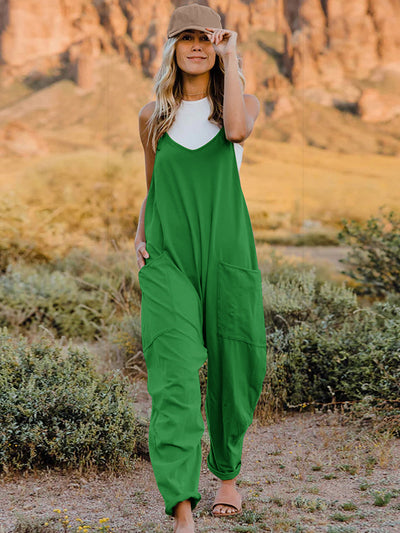 Double Take Full Size Sleeveless V-Neck Pocketed Jumpsuit Southern Soul Collectives