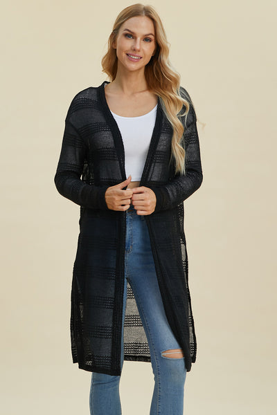 Double Take Full Size Open Front Longline Cardigan Southern Soul Collectives