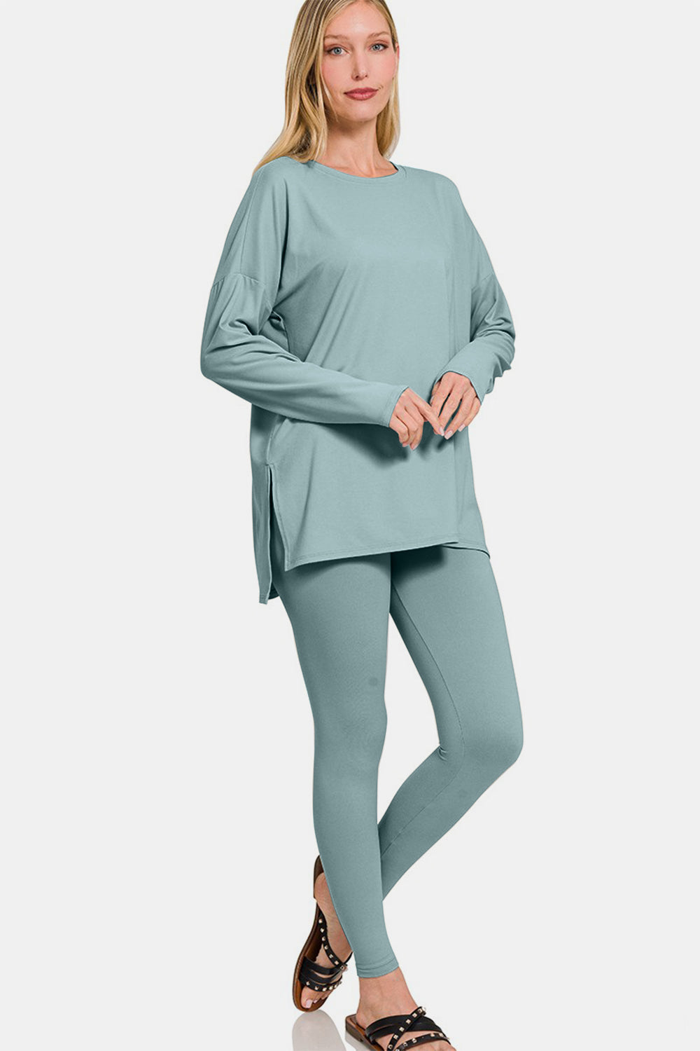 Zenana Full Size Brushed Microfiber Top and Leggings Lounge Set Southern Soul Collectives