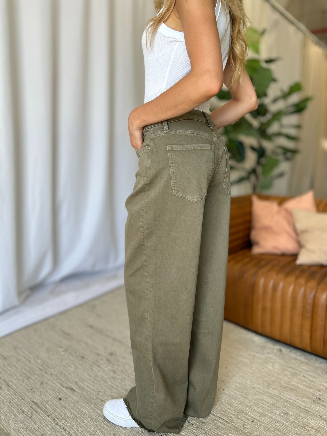 RFM Full Size High Rise Garment Dye Wide Leg  Jeans Southern Soul Collectives