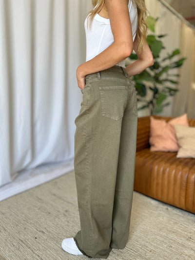 RFM Full Size High Rise Garment Dye Wide Leg  Jeans Southern Soul Collectives