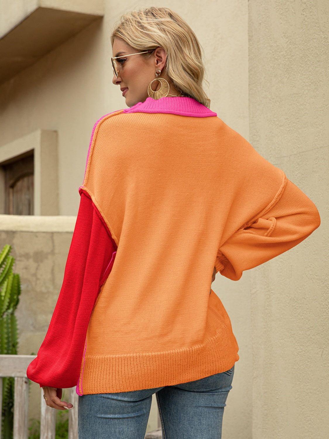 Angel Wings Color Block Dropped Shoulder Sweater Southern Soul Collectives